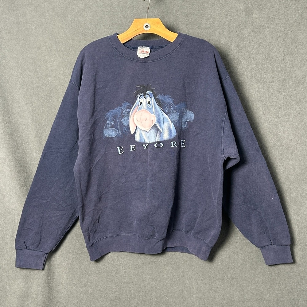 Vintage 90s Disney Store Eeyore Pullover Sweatshirt Large Blue Crewneck USA